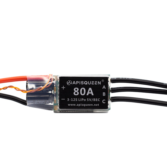 APISQUEEN tegangan tinggi 12-50.4V kontrol tunggal/dua arah 80A ESC mendukung papan penyesuaian parameter USB untuk penyesuaian parameter cepat, digunakan untuk motor tanpa sikat/pendorong bawah air, dll.